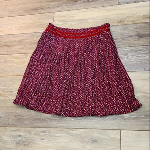 Banana Republic red and blue print pleated flowy skirt